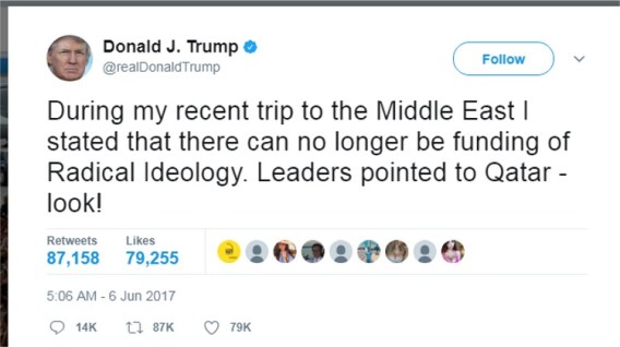 trumps tweet on qatar